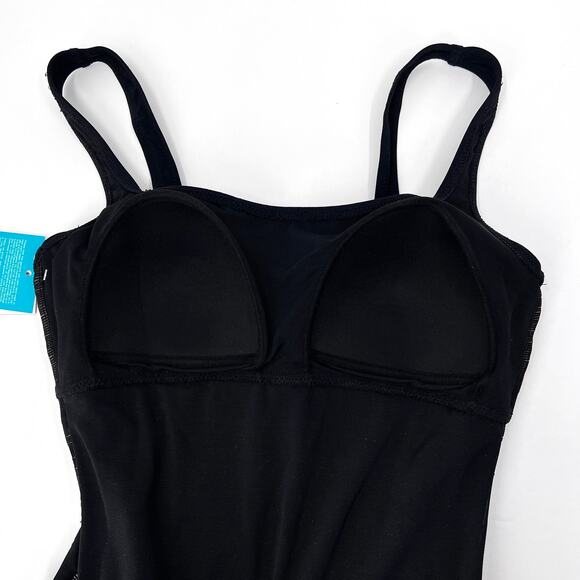 PROFILE BY GOTTEX One Piece Swimsuit Womens 8 Black Square Neck Ruched New - Picture 7 of 15